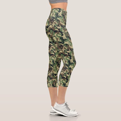 Woodland Camouflage Capri Leggings