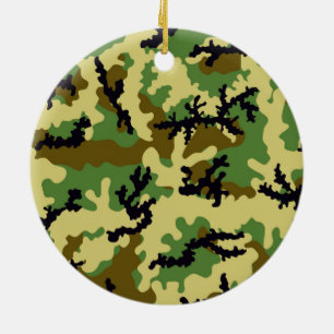 Woodland camouflage ceramic ornament