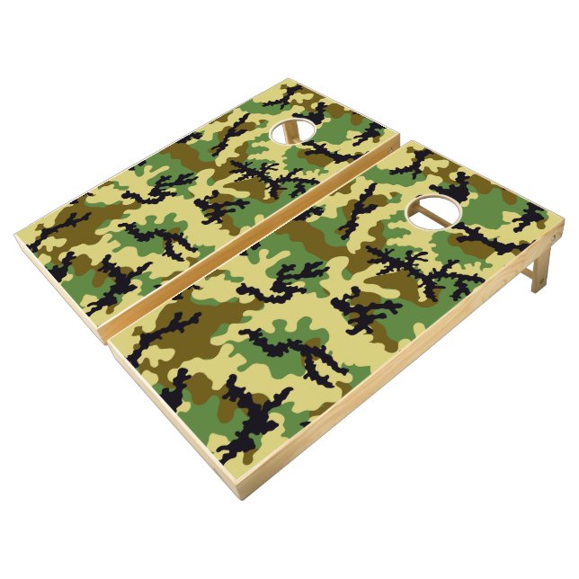 Woodland camouflage cornhole set (Angled)