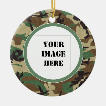 Woodland Camouflage Custom Photo Ornament by s_and_c at Zazzle