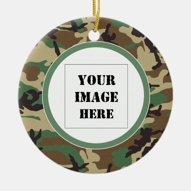 Woodland Camouflage Custom Photo Ornament (Front)
