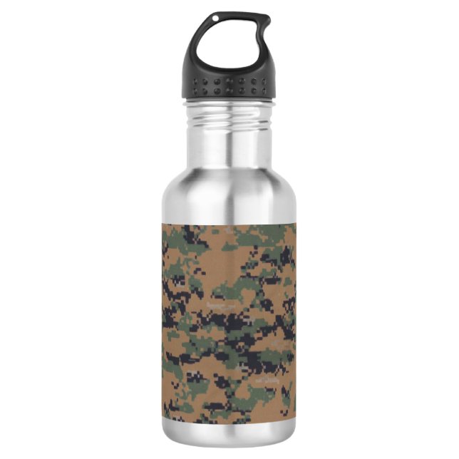Woodland Camouflage (Digital) Stainless Steel Water Bottle (Front)