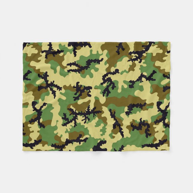 Woodland camouflage fleece blanket (Front (Horizontal))