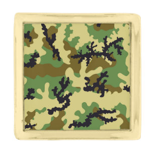 Woodland camouflage gold finish lapel pin