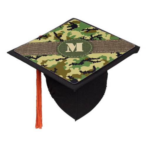 Woodland camouflage graduation cap topper