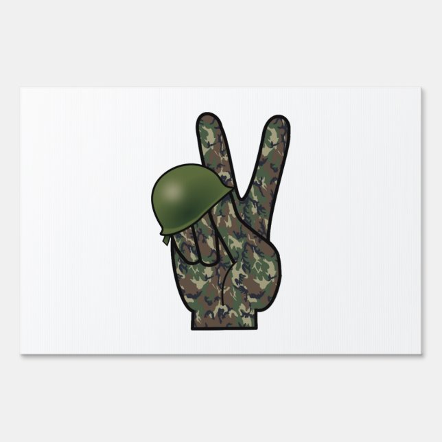 Woodland Camouflage Hand Victory / Peace Sign (Front)