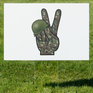 Woodland Camouflage Hand Victory / Peace Sign