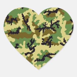 Woodland camouflage heart sticker