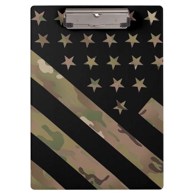 Woodland Camouflage I Black Flag Clipboard (Front)