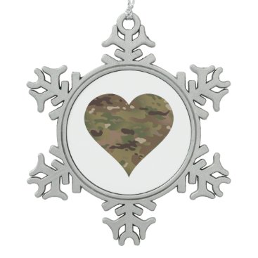 Woodland Camouflage I Heart Snowflake Pewter Christmas Ornament Woodland Camouflage I Heart Snowflake Pewter Christmas Ornament