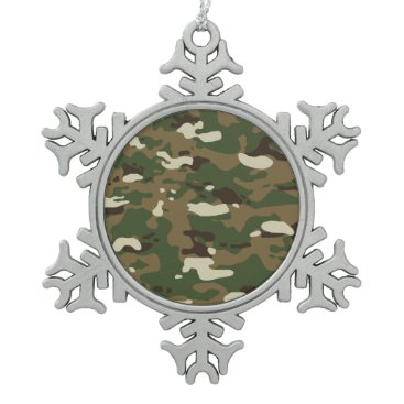 Woodland Camouflage II Snowflake Pewter Christmas Ornament Woodland Camouflage II Snowflake Pewter Christmas Ornament