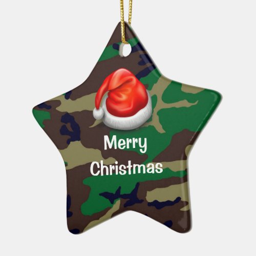 Woodland Camouflage Merry Christmas T_Shirt Ceramic Ornament