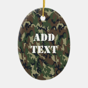 Woodland Camouflage Military Background Ceramic Ornament