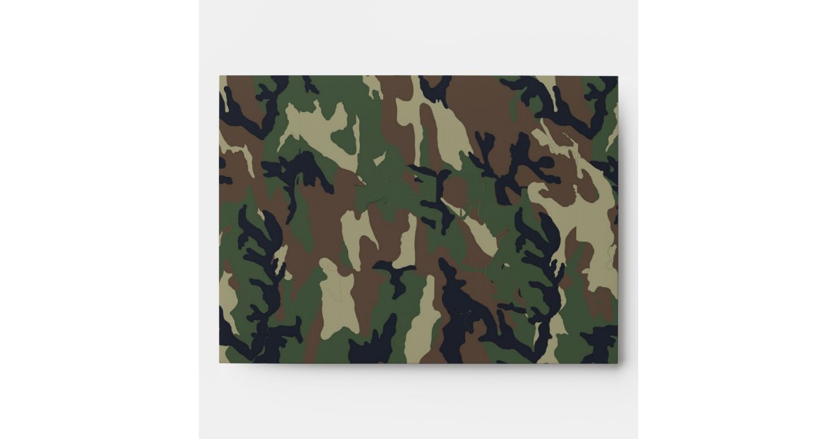 Woodland Camouflage Military Background Envelope | Zazzle