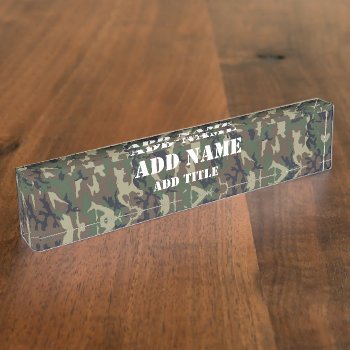 Woodland Camouflage Military Background Name Plate by Camouflage4you at Zazzle