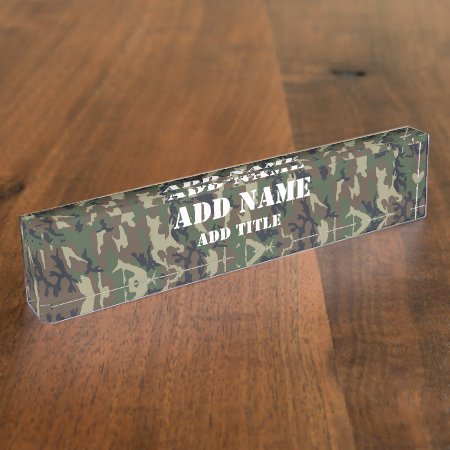 Woodland Camouflage Military Background Name Plate