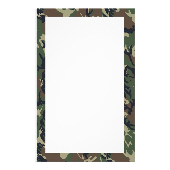 Woodland Camouflage Military Background Stationery Paper