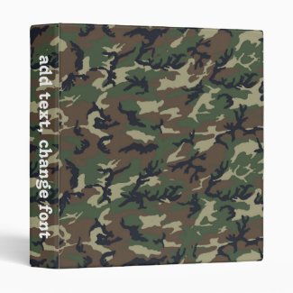 Woodland Camouflage Military Pattern 3 Ring Binder