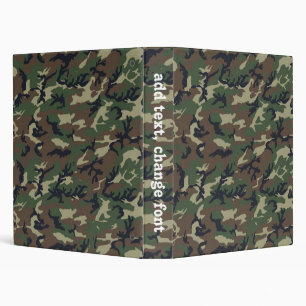 Woodland Camouflage Military Pattern 3 Ring Binder