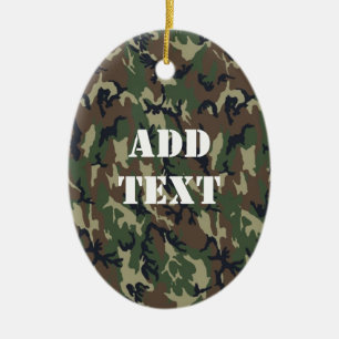 Woodland Camouflage Military Pattern Ceramic Ornament