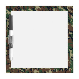 Woodland Camouflage Military Pattern Dry Erase Board