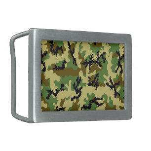 Woodland camouflage rectangular belt buckle