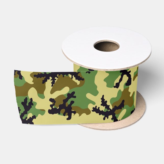Woodland camouflage satin ribbon (Spool)