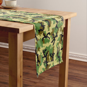Woodland camouflage short table runner