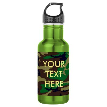 Woodland Camouflage Stainless Steel Water Bottle by ForEverProud at Zazzle