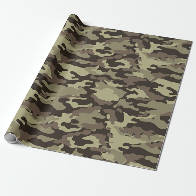 Woodland Camouflage Stylish Pattern Wrapping Paper (Unrolled)
