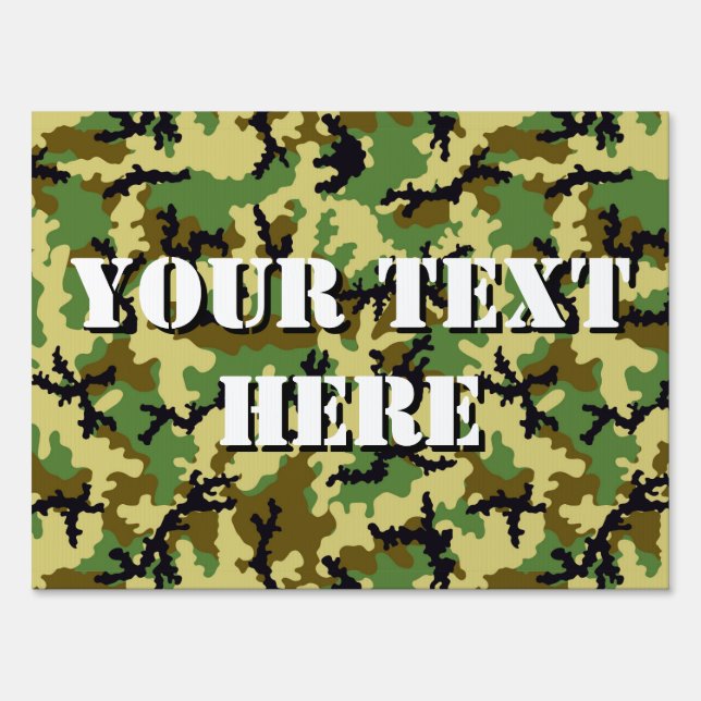 Woodland camouflage yard sign (Front)