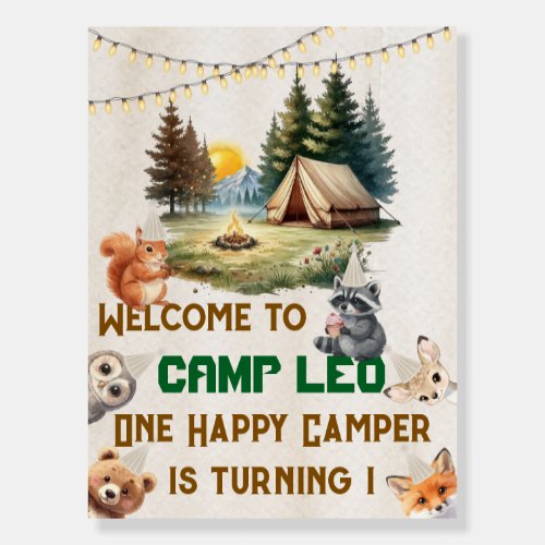 Woodland Camp Welcome to Camp Birthday Foam Board