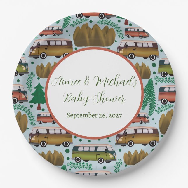 Woodland Camper Baby Boy Shower  Paper Plates (Front)