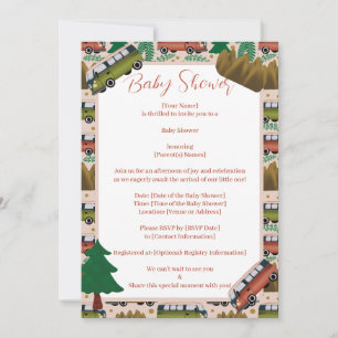 Woodland Camper Baby Girl Shower Invitation