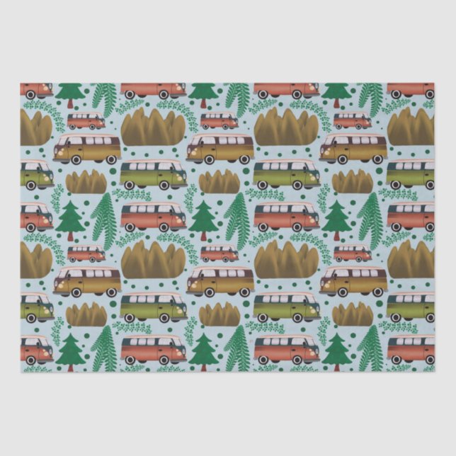 Woodland Camper Blue Tissue Paper (Front)