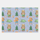 Woodland Camping Animals Kid Watercolor Pattern Wrapping Paper Sheets (Front 3)