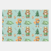 Woodland Camping Animals Kid Watercolor Pattern Wrapping Paper Sheets (Front 2)