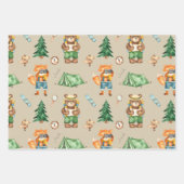 Woodland Camping Animals Kid Watercolor Pattern Wrapping Paper Sheets (Front)