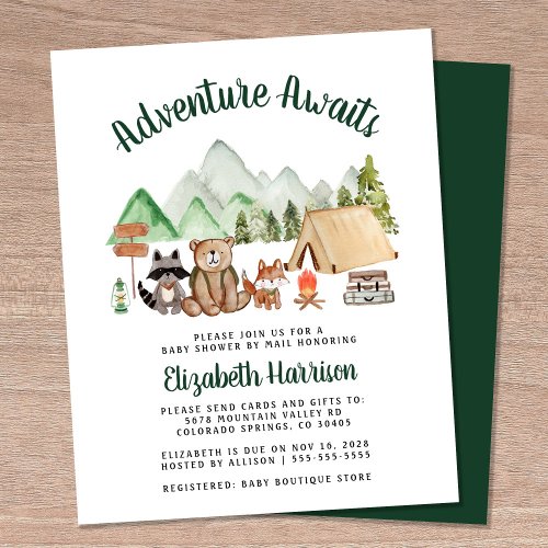 Woodland Camping Baby Shower By Mail Invitation