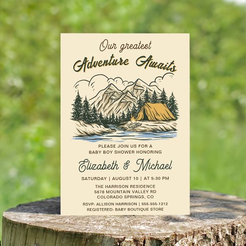 Woodland Camping Couples Baby Shower Invitation