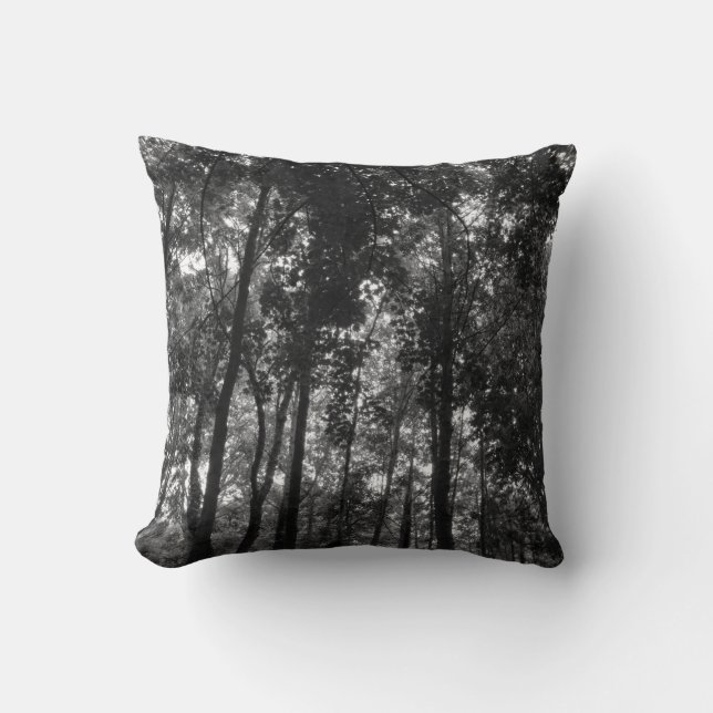 Woodland Canopy 02 BW Throw Pillow (Front)