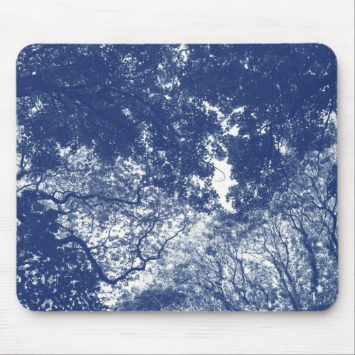 Woodland Canopy 02 _ Cyanotype Effect Mouse Pad