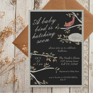 Woodland Cardinal Bird Nest Baby Shower Invitation