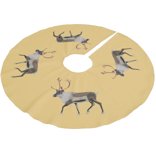 Woodland Caribou Brushed Polyester Tree Skirt (Angled)