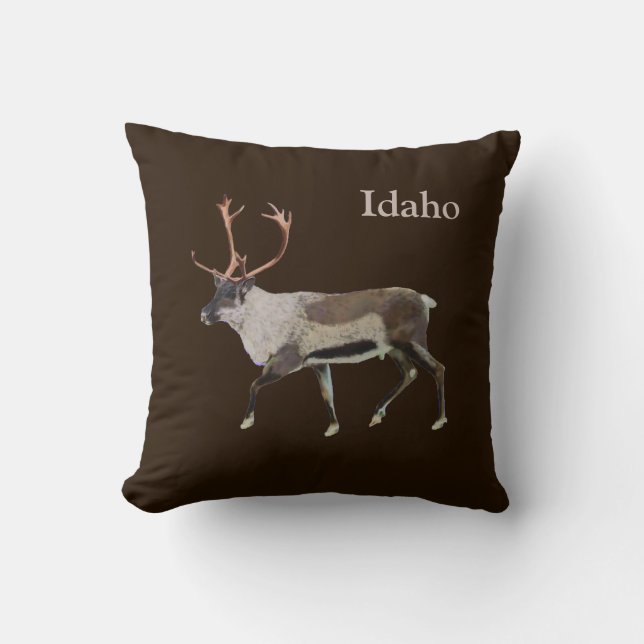 Woodland Caribou Throw Pillow (Front)
