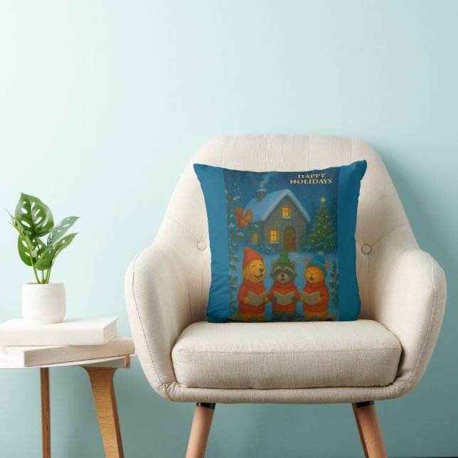 Woodland Carol Choir Throw Pillow (Chair)