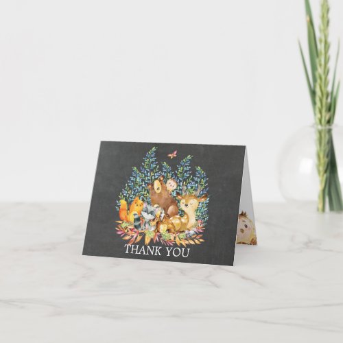 Woodland Chalkboard Baby Shower Thank You Note