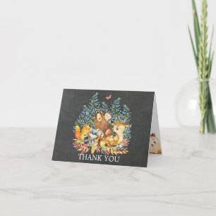 Woodland Chalkboard Baby Shower Thank You Note Card