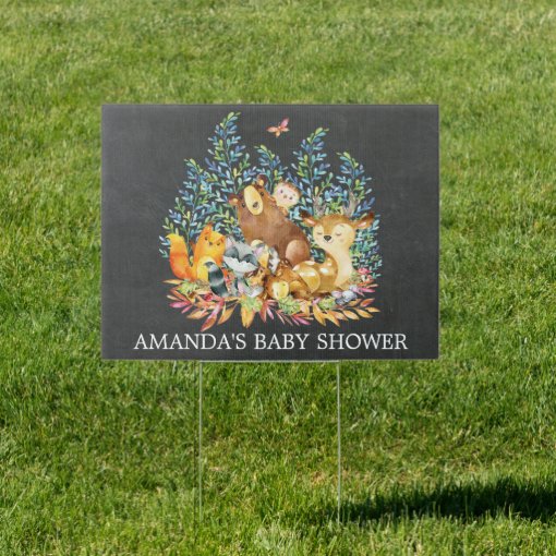 Woodland Chalkboard Baby Shower Yard Sign Zazzle