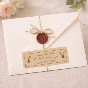 Woodland Charm Rustic Antler Floral Wedding Label